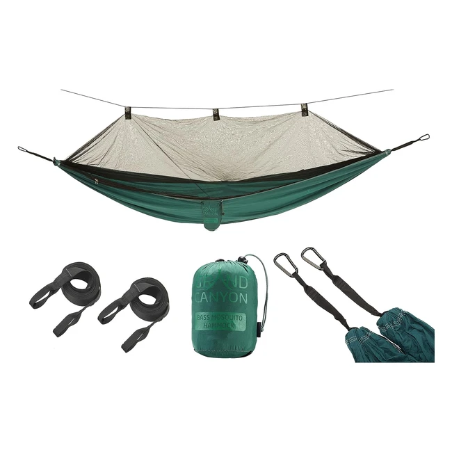 Grand Canyon Bass Mosquito Hammock - Leichte Hängematte bis 150 kg - Outdoor Reisehängematte mit Moskitonetz