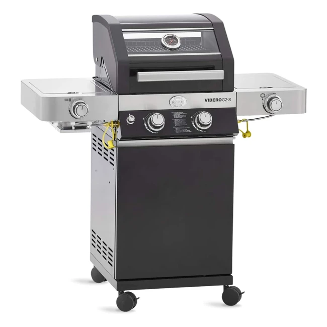 RSLE Gasgrill BBQStation Videro G2S Schwarz Grill 2 Edelstahlbrenner Primezone Seitenbrenner