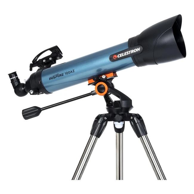 Celestron 22403 Inspire 100AZ Refractor Telescope with Smartphone Adapter - Blue
