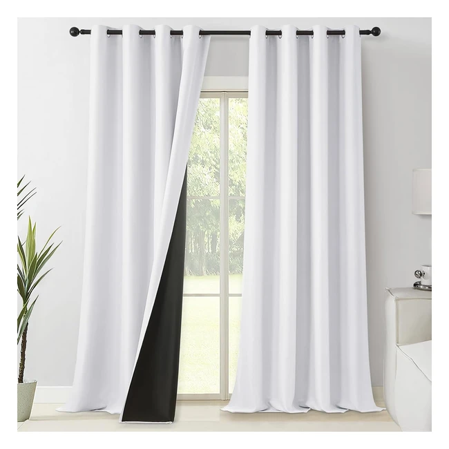 Mrtrees 100 Blackout Curtains Insulated Noise Reducing - Pure White 66x72 - 2 Pa