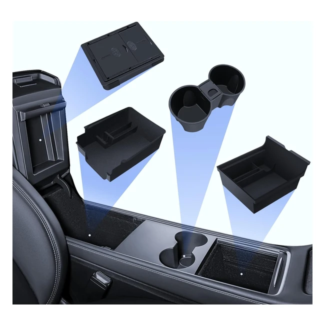 Lantu 4 pezzi Tesla Model 3 Model Y Accessori 2021-2023 Console Centrale Organizer Vano Portaoggetti
