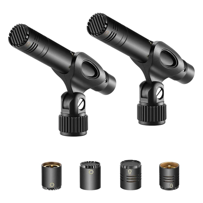 Neewer Confezione 2 Microfoni Condensatore Omni Cardioid Super Cardioid Schiuma Vetro Frontale Custodia Strumenti Acustici