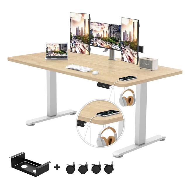 Scrivania Elettrica Regolabile in Altezza 140x70 cm - Triumphkeuy - Memoria USB 