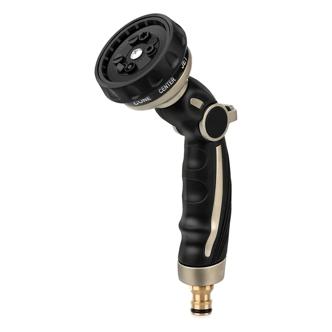 Pistolet d'Arrosage de Jardin en Métal - Robuste et Durable - 9 Modes - Contrôle du Débit - Noir