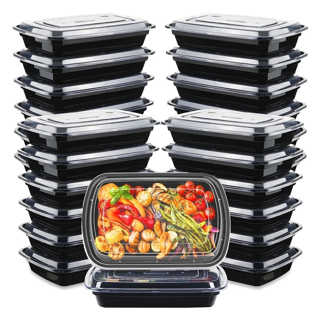 30 Pack Meal Prep Containers Reusable 1 Compartment - BPA Free - Stackable Salad Lunch Box