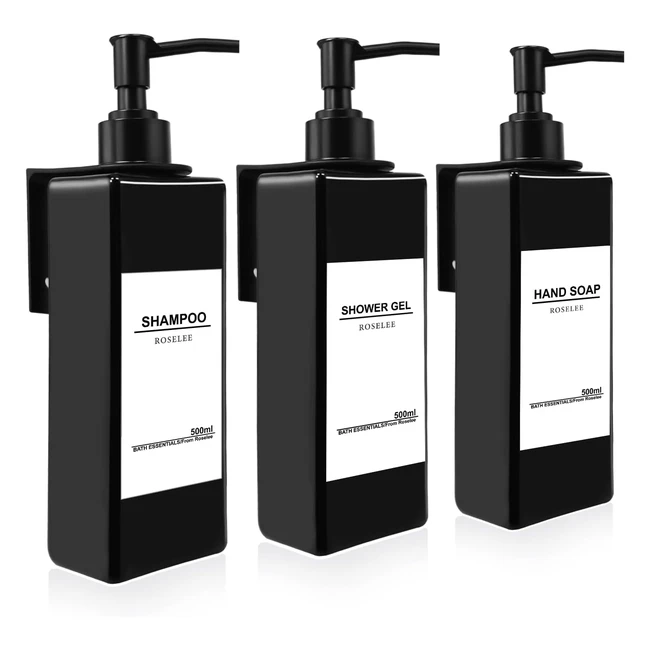 Roselee 3 Pezzi Dispenser Sapone Doccia da Muro 500ml - Alta Qualit e Facile I