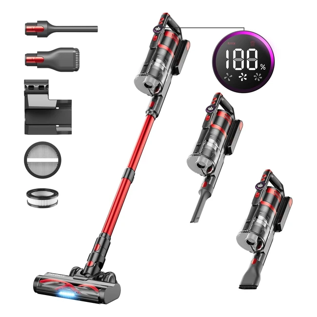 Hompany Cordless Vacuum Cleaner 40kpa 500W LED Display 55 Mins 2024 Dual Handle Stick Vacuum