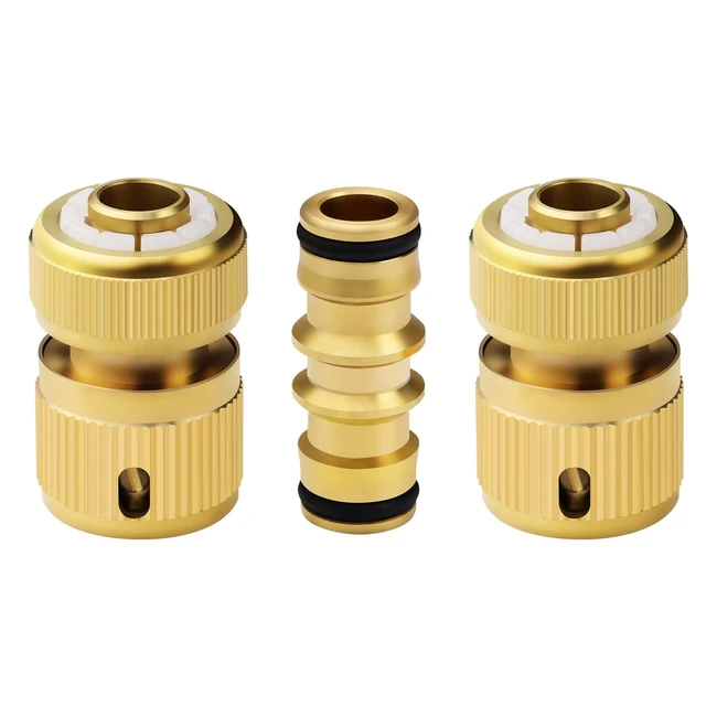MDLUFE Brass Double Male Hose Connector & 2pcs 12 Inch Quick Connectors - Water Connection
