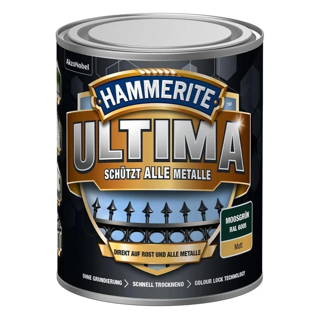 Hammerite Metallschutzlack Ultima Matt Moosgrün RAL 6005 750ml - Rostschutz & Grundierung