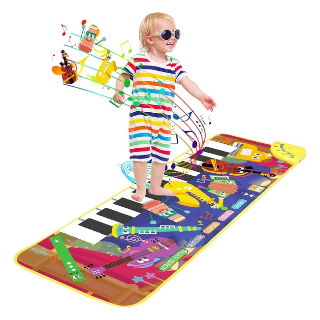 Tapis de piano Lufeng pour enfants - Jouet musical éducatif - Couleurs et instruments - 8 sons d'instrument - 10 chansons - Sensible au toucher