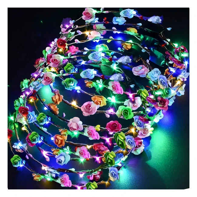 Bandeau Fleur LED Couronne Lumineuse Accessoires Cheveux Mariage
