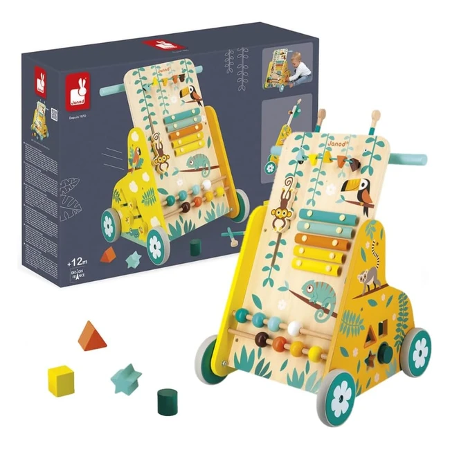 Janod Carrito Multiactividades Tropik Andador de Madera Juguete Educativo J08269