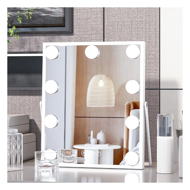 Cassilando Hollywood Vanity Mirror with Lights - 9 LED Bulbs 3 Color Lighting M
