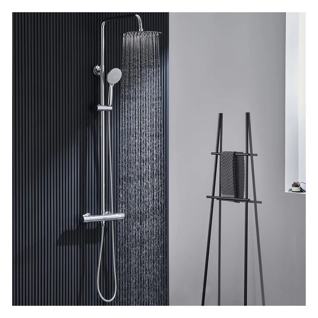 Colonne de douche thermostatique Ulytid avec mitigeur en acier inox - Hauteur r