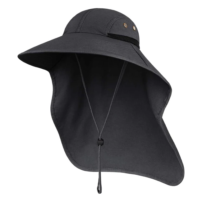 Wmcaps Sun Hat Wide Brim Fishing Cap - Adjustable Chin Strap Safari Boonie Hats 