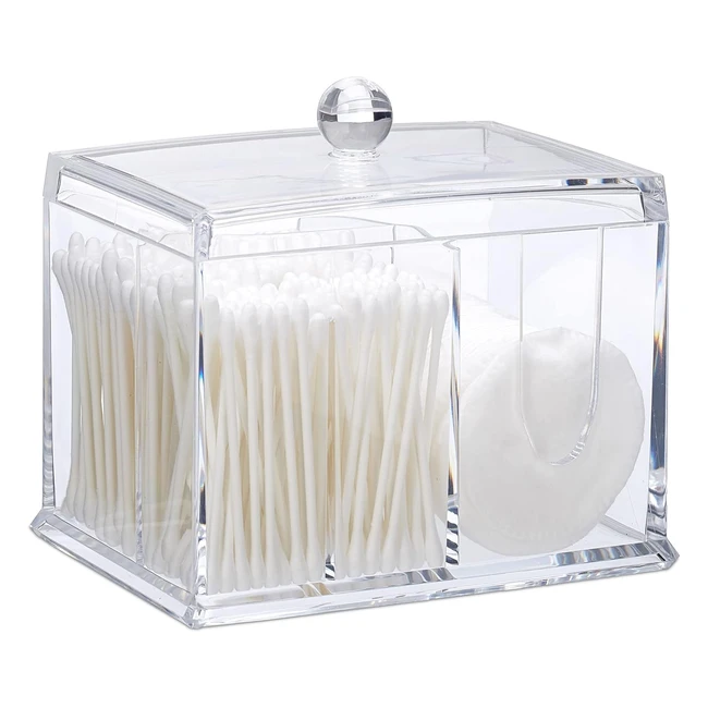 Caja Bastoncillos de Algodn Relaxdays 13 x 15 x 11 cm - Organizador Bao