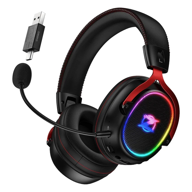 Ozeino Wireless Gaming Headset OW310 24GHz 7.1 Surround Sound Detachable ENC Noise Canceling Mic 33H Battery PS5 PS4 PC