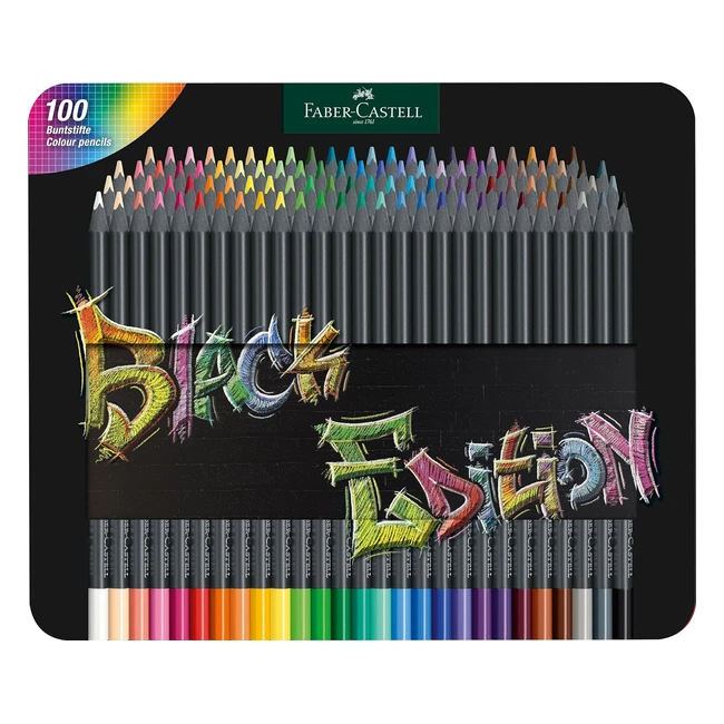 Fabercastell Black Edition 116490 Buntstifte 100 Metallkoffer bruchsicher für Kinder und Erwachsene