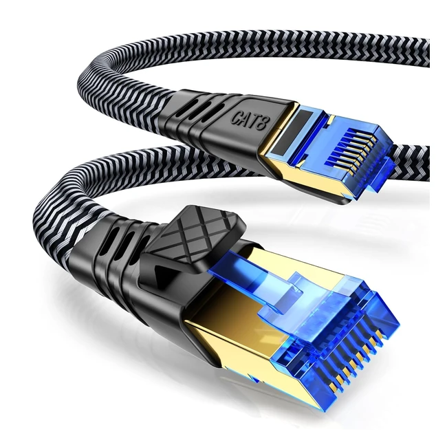 Cable Ethernet Cat 8 3m Alta Velocidad 40Gbps 2000MHz SFTP Plano RJ45 PS5 PS4 Xb