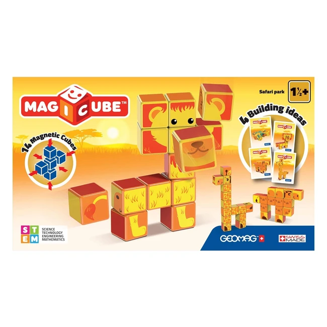 Geomag Safari Park Magicube - Cubetti Magnetici 14 Pezzi Multicolore PF33113500