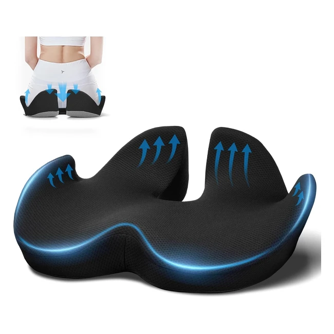 Ajiteogy Memory Foam Coccyx Cushion - Pressure Relief for Hip & Tailbone - Ergonomic Seat Cushion
