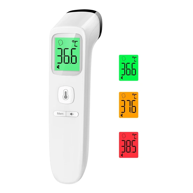 VIPROUD Kontaktloses Stirnthermometer - Infrarot Thermometer für Babys und Erwachsene - Fieberalarm - 35 Messwerte - LCD Anzeige - Weiß