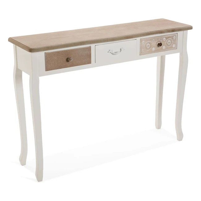 Mesa Consola Versa Boedo 3 Cajones 785x30x109cm Marrón y Blanco