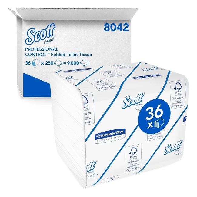 Scott Control Folded Toilet Tissue 8042 2 Ply - 36 Packs x 250 Sheets