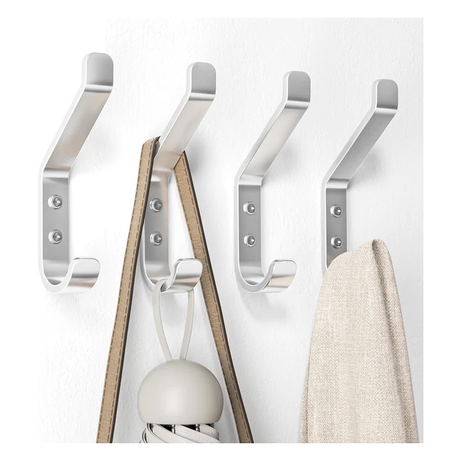 Susswiff 4Pack Aluminum Coat Hooks 10kg Max Wall Hook Heavy Duty Stainless Holde