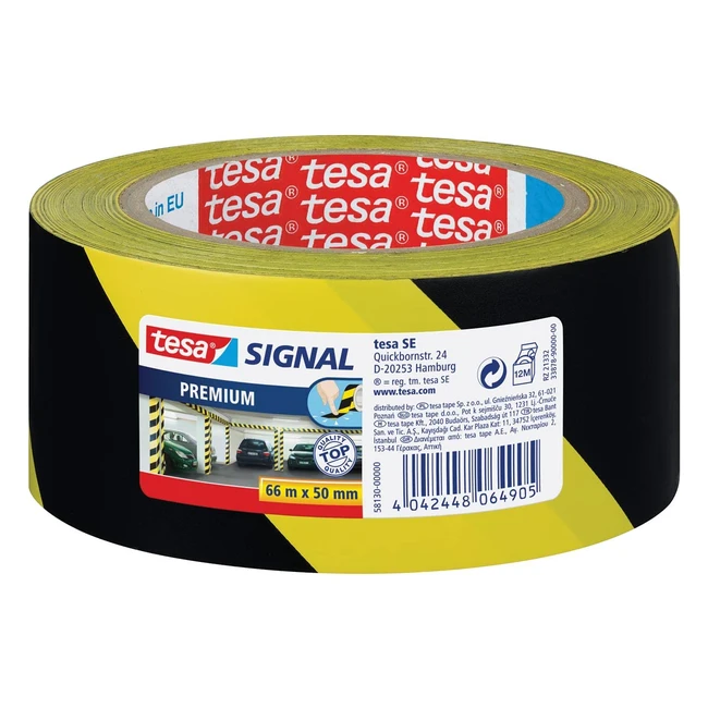 Cinta de Sealizacin Tesa Signal Premium - NegroAmarillo 66m x 50mm