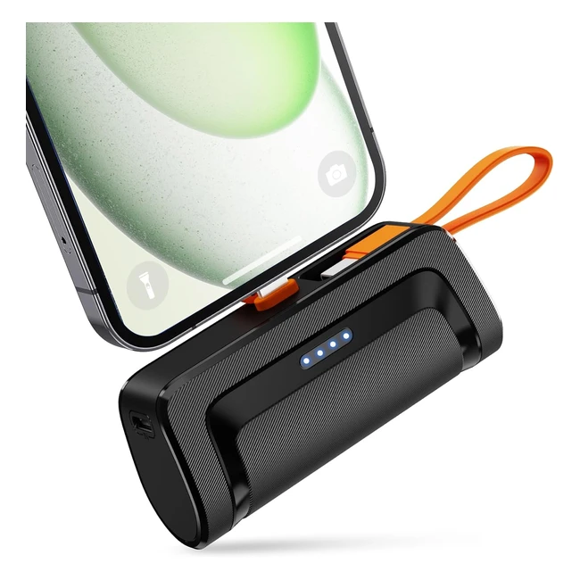 Mini Power Bank 5000mAh - Batteria Esterna Portatile - Caricatore Piccolo - Adattatore da Viaggio - Due Porte di Ricarica - iPhone Android