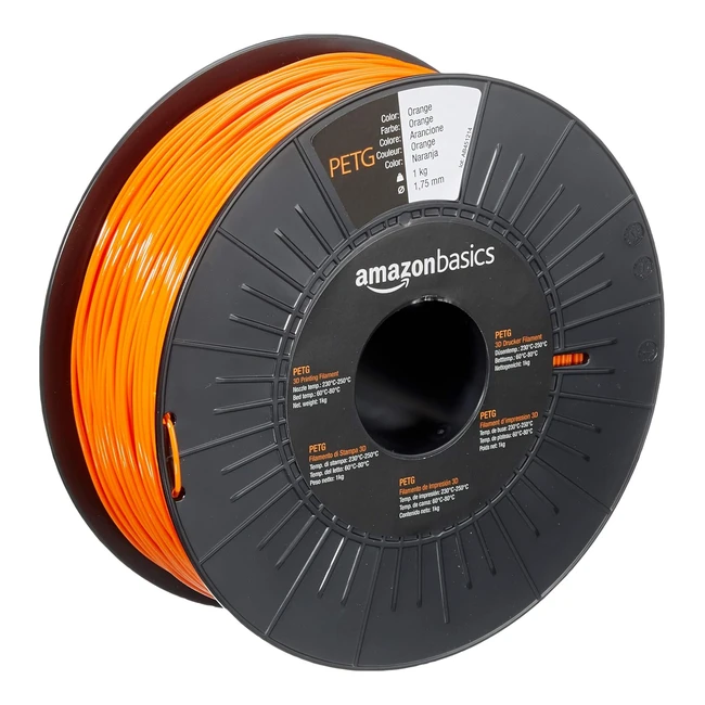 Amazon Basics 3D-Druckerfilament PETG 175mm Orange 1kg Spule