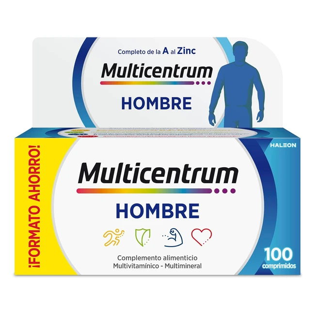 Multicentrum Hombre 100 Comprimidos - Complemento Alimenticio Multivitamínico y Multimineral para Hombres