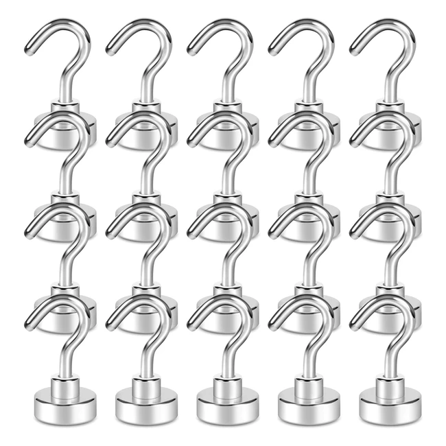 Neodymium Magnet Hook 22lbs - Strong Corrosion Protection - Pack of 20