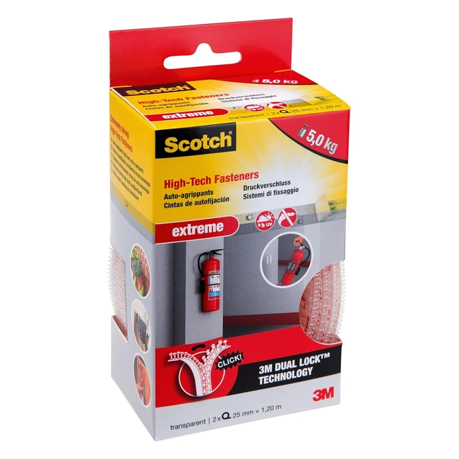 ScotchBlue 223757 Tiras de Sujeción Extrema 2 Rollos Transparentes 25mm 12m Incolora