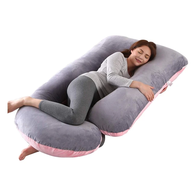 Coussin de grossesse pour dormir Shanna - Oreiller de corps en forme de G de maternité - Housse en velours remplaçable et lavable