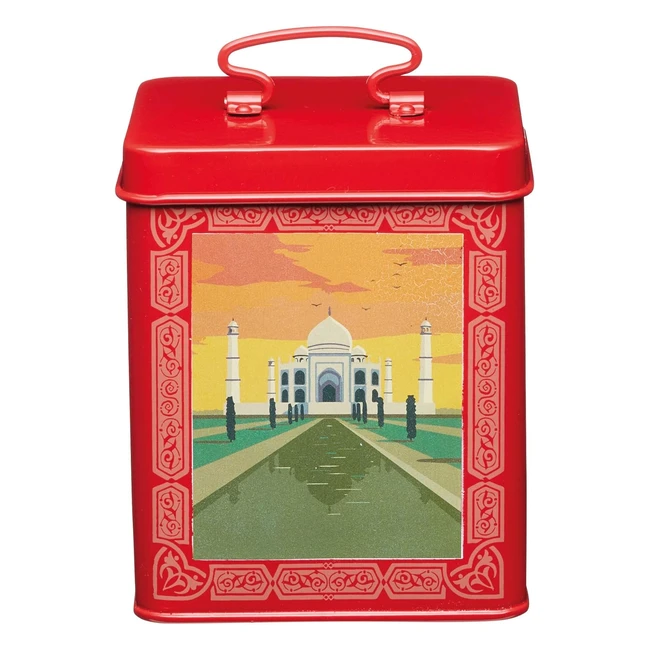 KitchenCraft World of Flavours Airtight Metal Food Storage Container 11x11x14cm Red - Fresh Tea, Coffee, Spices, Herbs, Biscuits & Pastries