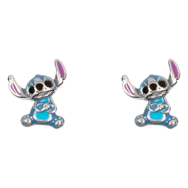 Disney Lilo Stitch Sterling Silver Blue Enamel Stitch Stud Earrings E906250RRHLPH - Cute & Stylish Jewelry