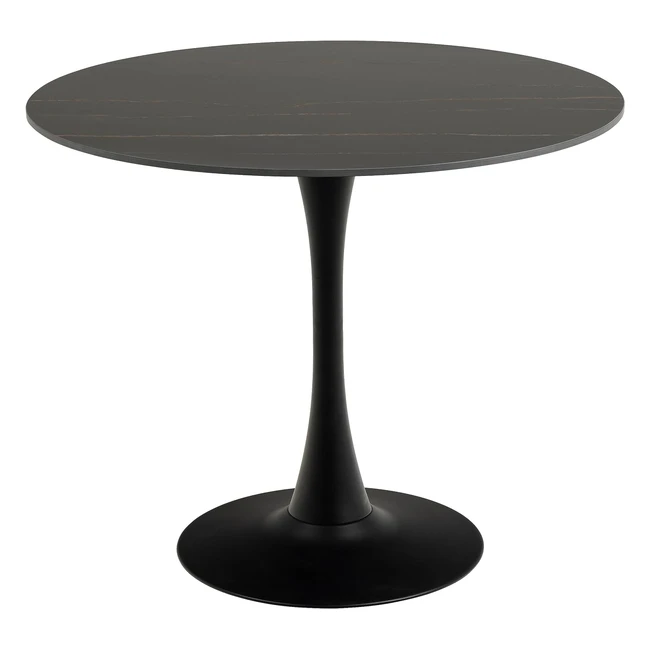 AC Design Möbel Marta Esstisch Schwarz Keramik Runder Esstisch 90 x H 75 cm