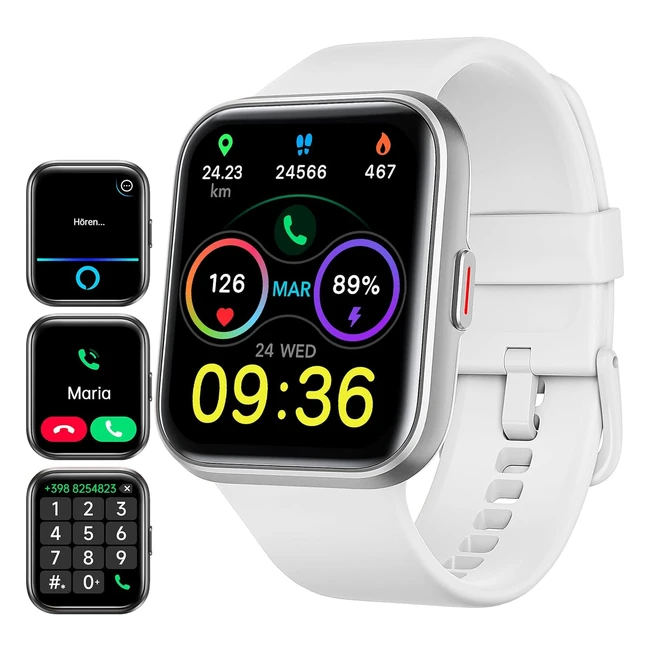 Enomir Damen Smartwatch mit Telefonfunktion Pedometer Uhr Frauen mit groem Far