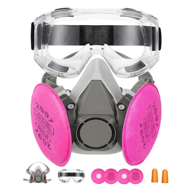 Masque respiratoire demivisage réutilisable 2097 + lunettes de protection - Peinture, poussière, bois, gaz vapeur