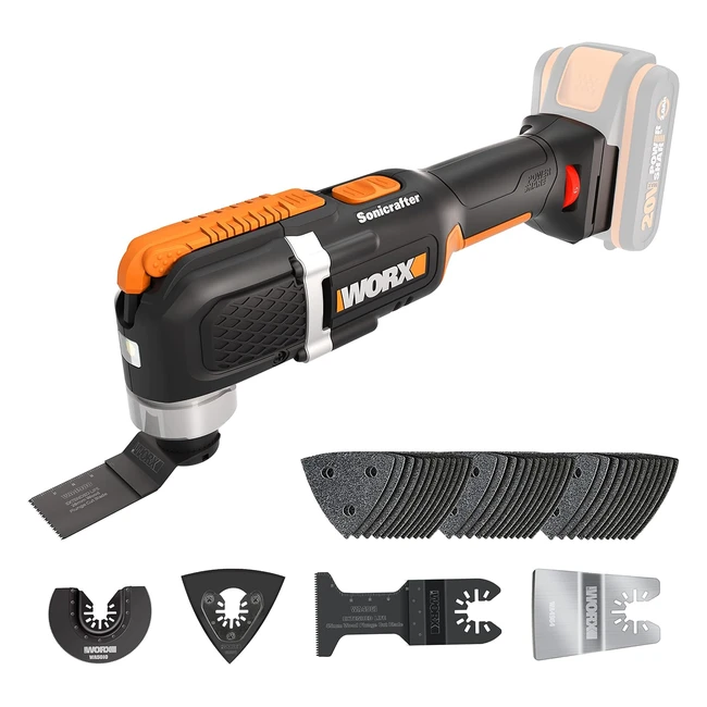 Multierramienta Sonicrafter 20V WX 6969 Worx Powershare - Velocidad Variable - Incluye 35 Accesorios