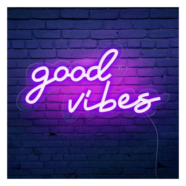 Mede Good Vibes Neon Sign LED USB Switch Purple Bedroom Wall Decor