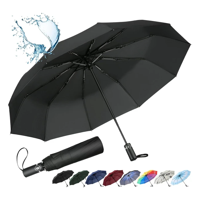InaWarm Travel Umbrella - Strong Large Umbrella with 10 Ribs  Teflon Coating