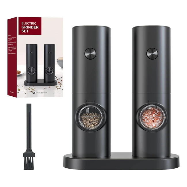 Moulin  sel et poivre lectrique HibiSaws - Lot de 2 moulins - Rglable - Br