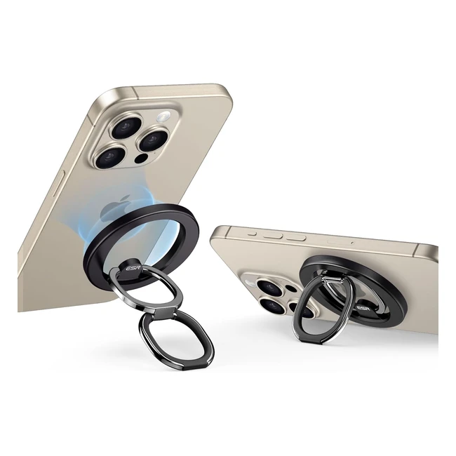 ESR HaloLock Magnetischer Handy Ringhalter Fingerhalter, kompatibel mit Magsafe, iPhone 15/14/13/12 Serie, verstellbarer Ständer, Schwarz