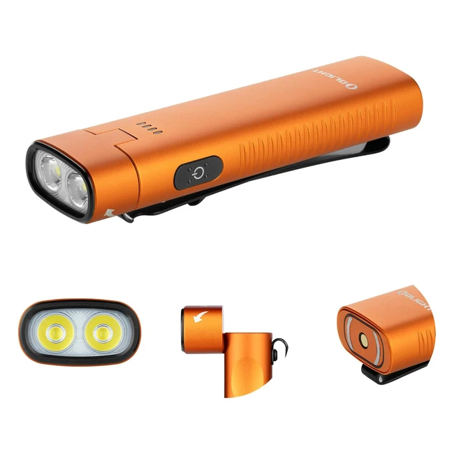 Olight Arkflex LED Taschenlampe mit Gelenkkopf extrem hell 1000 lm 6 Modi wiederaufladbar IPX7 wasserdicht für Outdoor Camping Wandern Notfall orange