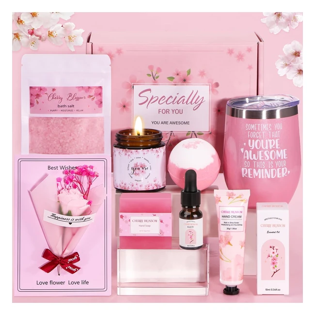 Cherry Blossom Spa Gift Set | Pamper Hamper for Her | Self Care Package | Birthday Gifts for Women