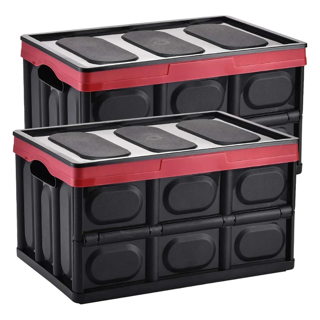 Yorbay Set de 2 Boîtes de Rangement Pliable 55L Noir - Robuste et Durable - Grande Capacité