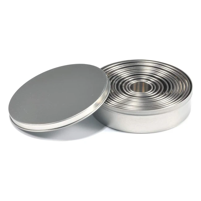 Emporte-pièces ronds 12pcs en acier inoxydable - Qualité alimentaire - Bague réglable